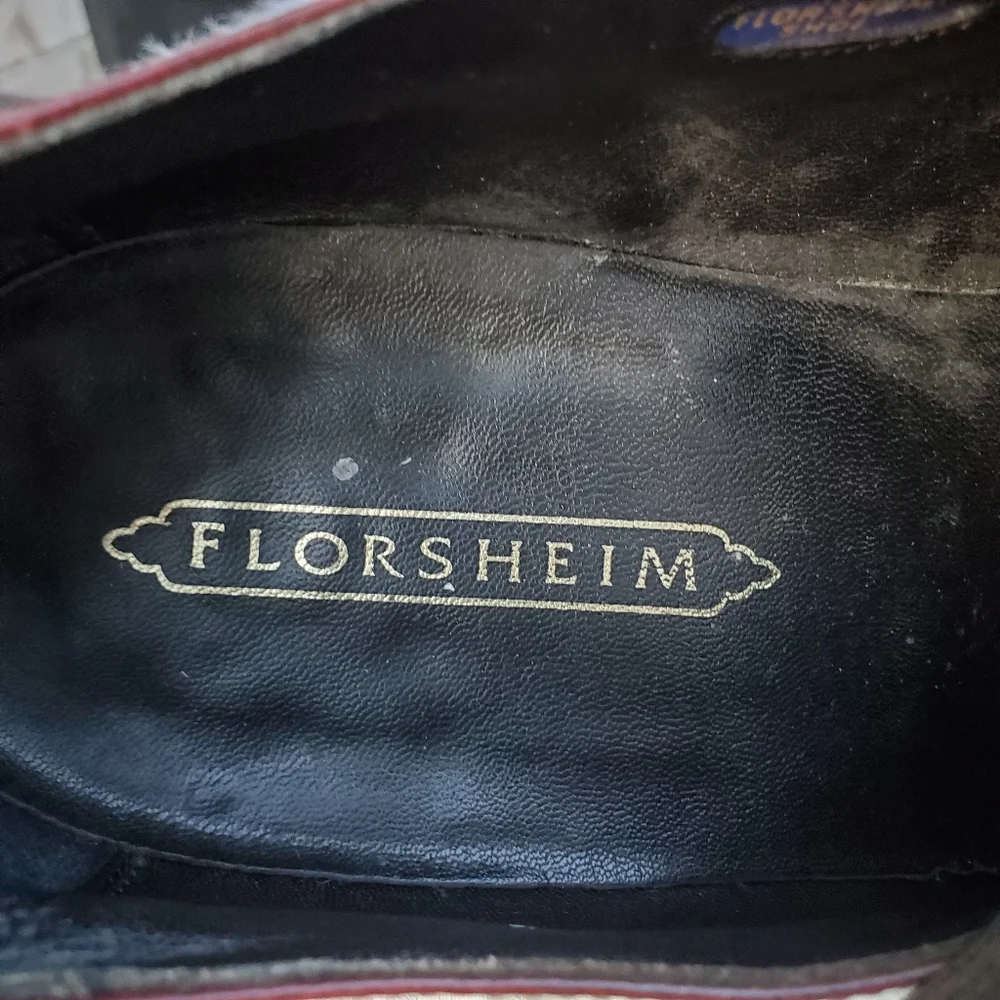 Vintage Florsheim 33617  Burgundy Leather Apron Toe Lace Up Dress Shoes, 11.5